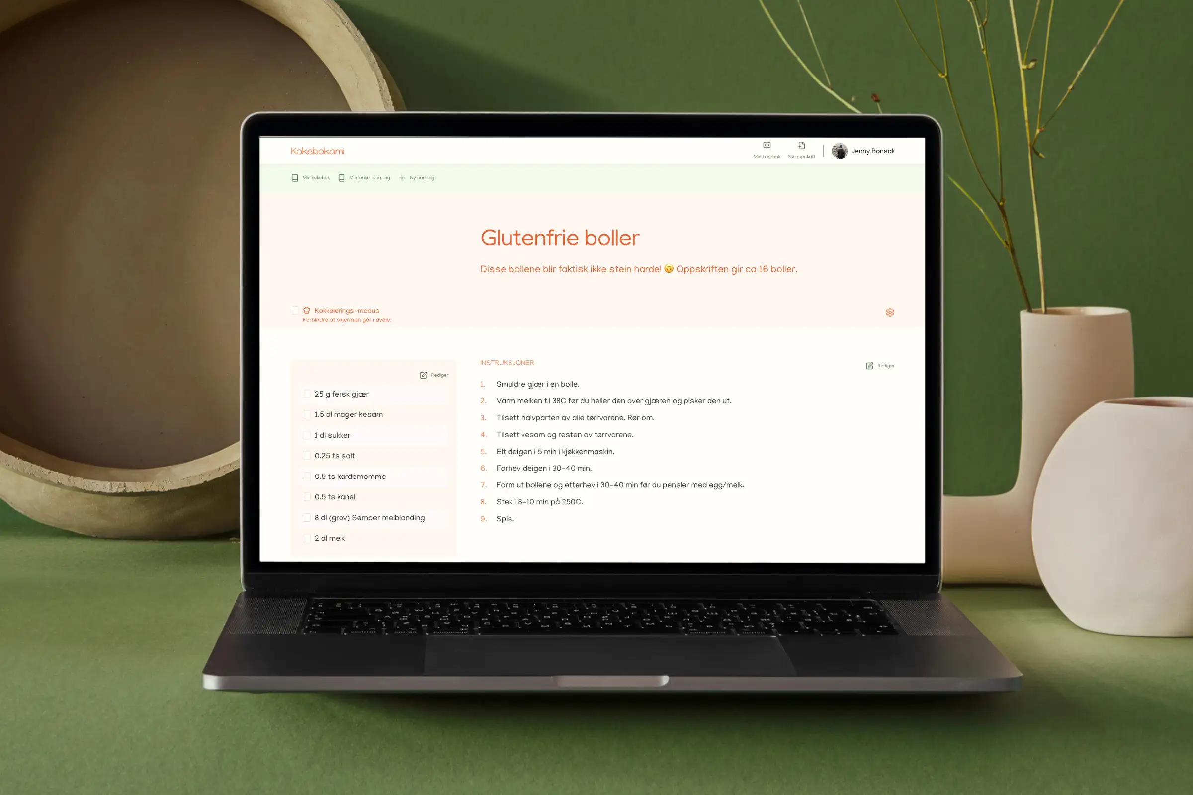 Kokebokami - desktopvisning